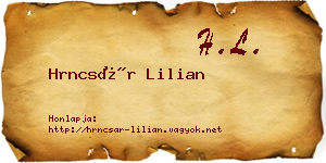 Hrncsár Lilian névjegykártya